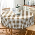 thumbnail image 1 of Lfeey Round Tablecloth, Waterproof Wipeable Polyester Tablecloth for Restaurant Outdoor Picnic, 70 inch, Brown Checkered, 1 of 6