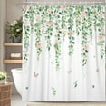 thumbnail image 1 of Lfeey Sage Green Flower Fabric Shower Curtains for Bathroom, Spring Summer Wildflower Butterfly Shower Curtain with Hooks, 72x72, 1 of 6