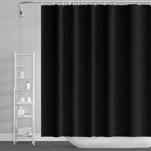 Lfeey Shower Curtain Waterproof Fabric, Bathroom Decorative Curtains with 14 Hooks, Black, 72"x84"