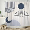 thumbnail image 1 of Lfeey Shower Curtain with Hooks, Boho Abstract Geometric Bathroom Waterproof Curtain, Light Blue, 72"x84", 1 of 5