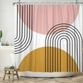 thumbnail image 1 of Lfeey Shower Curtain with Hooks, Boho Abstract Half Circle Bathroom Waterproof Curtain, Pink, 72x78 inch, 1 of 5