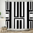 thumbnail image 1 of Lfeey Striped Shower Curtain, Modern Minimalist Polyester Waterproof Bathroom Curtain, Black and White, 72x72 inch, 1 of 5