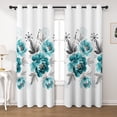 thumbnail image 1 of Lfeey Teal Floral Blackout Curtains, Thermal Insulated Noise Reducing Grommet Curtains for Bedroom Living Room, 42x72 Inches, 2 Panels, 1 of 7