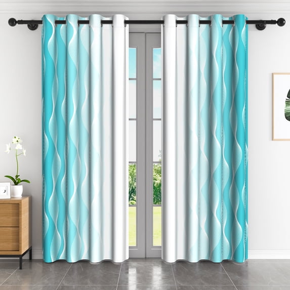Lfeey Teal Gradient Ombre Blackout Curtains for Bedroom Living Room, Grommet Curtains, 42x63 inch, Set of 2