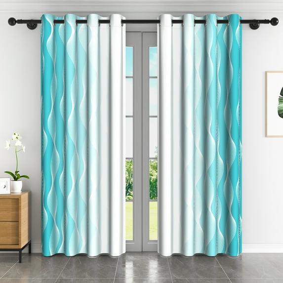 Lfeey Teal Gradient Ombre Blackout Curtains for Bedroom Living Room, Grommet Curtains, 42x84 inch, Set of 2