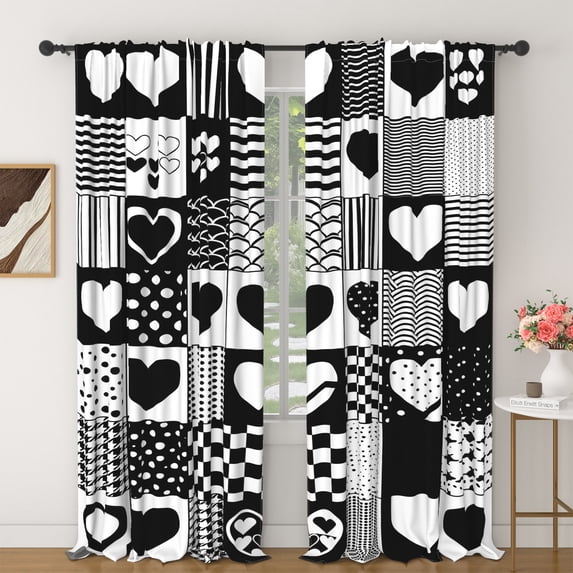 Bdd Pattern Lfeey Valentine's Day Curtains 63 Inch Long, Thermal Insulated Blackout ...