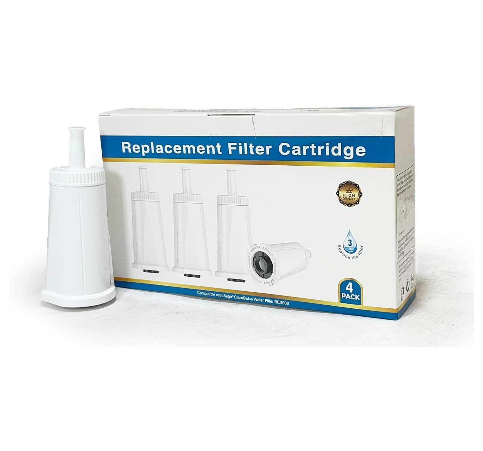 LfucQd BES008 Water Filter For Sage ClaroSwiss for Breville Coffee Maker Espresso Machine Oracle Touch BES990 Bambino Plus BES920 Barista Pro BES878 Barista Express Barista Touch BES880 4 Packs Walmar...