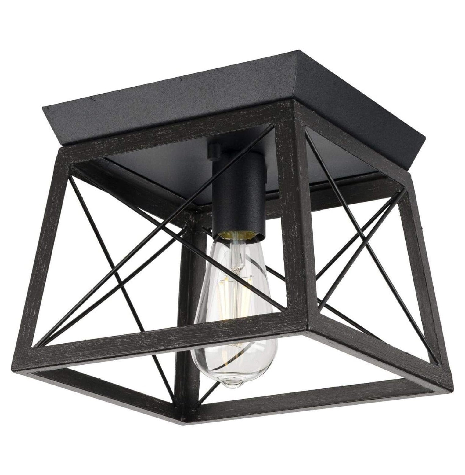 Briarwood Textured Black Farmhouse Flush Mount Ceiling Light