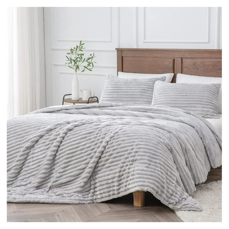 LfucQd Fleece Comforter Set Super Soft Warm Fluffy Grey Bedding Luxury Fuzzy Heavy Bed Set for Winter with 1 Pillow case Walmart