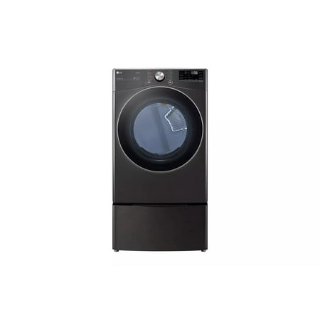 LG - 7.4 Cu. Ft. Stackable Smart Electric Dryer with Steam and Built-In Intelligence - Black Steel