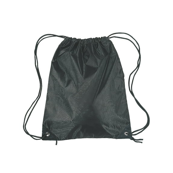 Lg Drawstring Backpack - Black - Party Favors - 12 Pieces