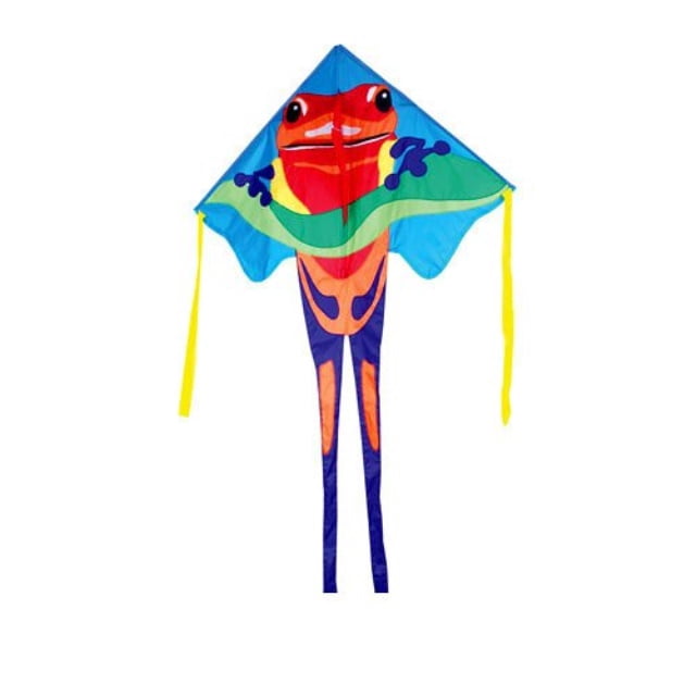 Large Easy Flyer Kite - Poison Dart Frog (46" X 90") with 300 Ft 30lb Test Kite String and Winder