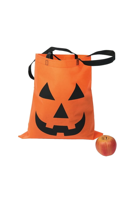 (Lg) Jack-O'-Lantern Tote Bags - Favor Bagss - 12 Pieces