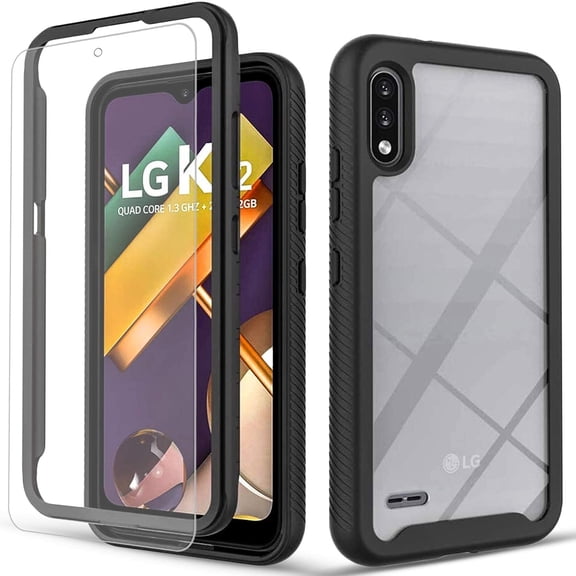Lg Journey LTE Case, Transparent Drop Proof Cover with [Tempered Glass Screen Protector] (Black)
