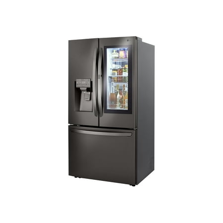 LG - 23.5 Cu. Ft. French Door-in-Door Counter-Depth Smart Refrigerator with Craft Ice - Black Stainless Steel