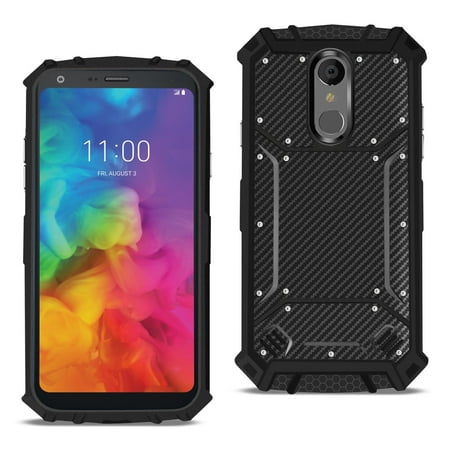 Lg Q7 Plus Carbon Fiber Hard-shell Case In Black