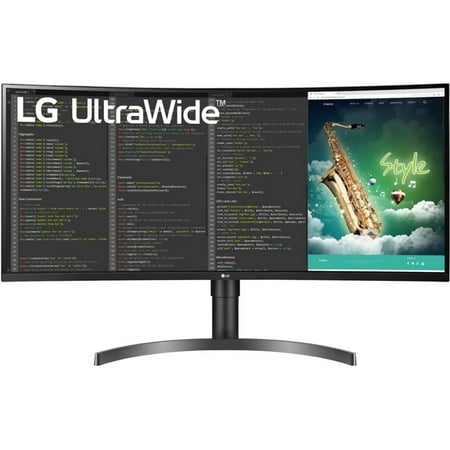 LG - 35” VA HDR QHD UltraWide Curved Monitor - Black