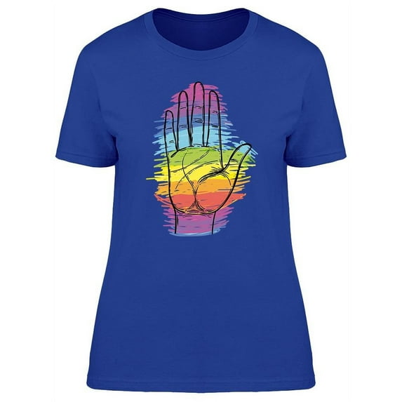 Lgbt Colors On Open Hand T-Shirt Women -Image by Shutterstock, Female 3X-Large