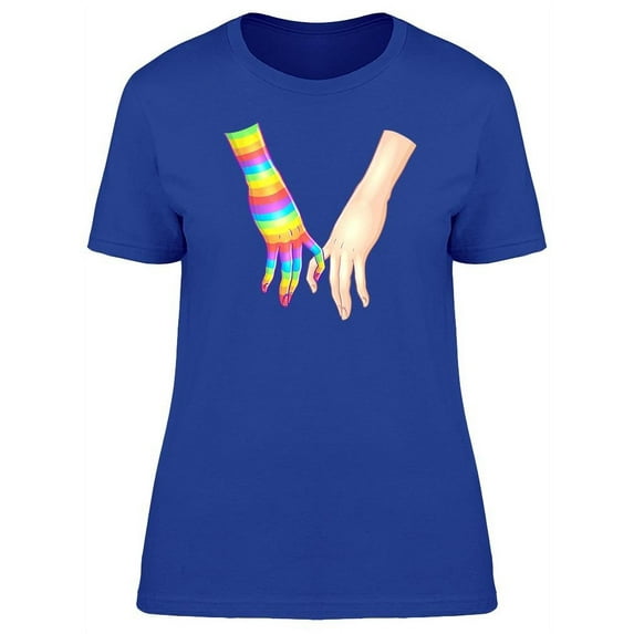 Lgbt Colors Support Female Hands T-Shirt Women -Image by Shutterstock, Female x-Large