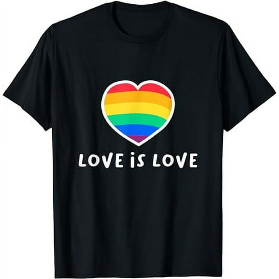 Lgbt Love is Love Lesbian Gay Pride Rainbow Flag Color Heart T-Shirt