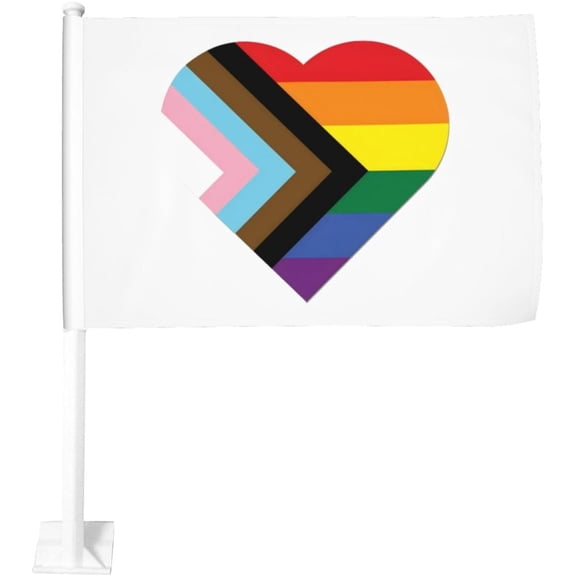 Lgbt Rainbow And Transgender Pride Flag Heart Car Flag 12x18 Inch Window Clip Flag - Double Sided Fade Resistant Outdoor Decoration Let Your Cars Stand Out