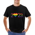 thumbnail image 1 of Lgbtq 2023 Vintage T-shirt Mens Cotton Classic Crewneck Short Sleeve Tees Unisex Black XL, 1 of 5