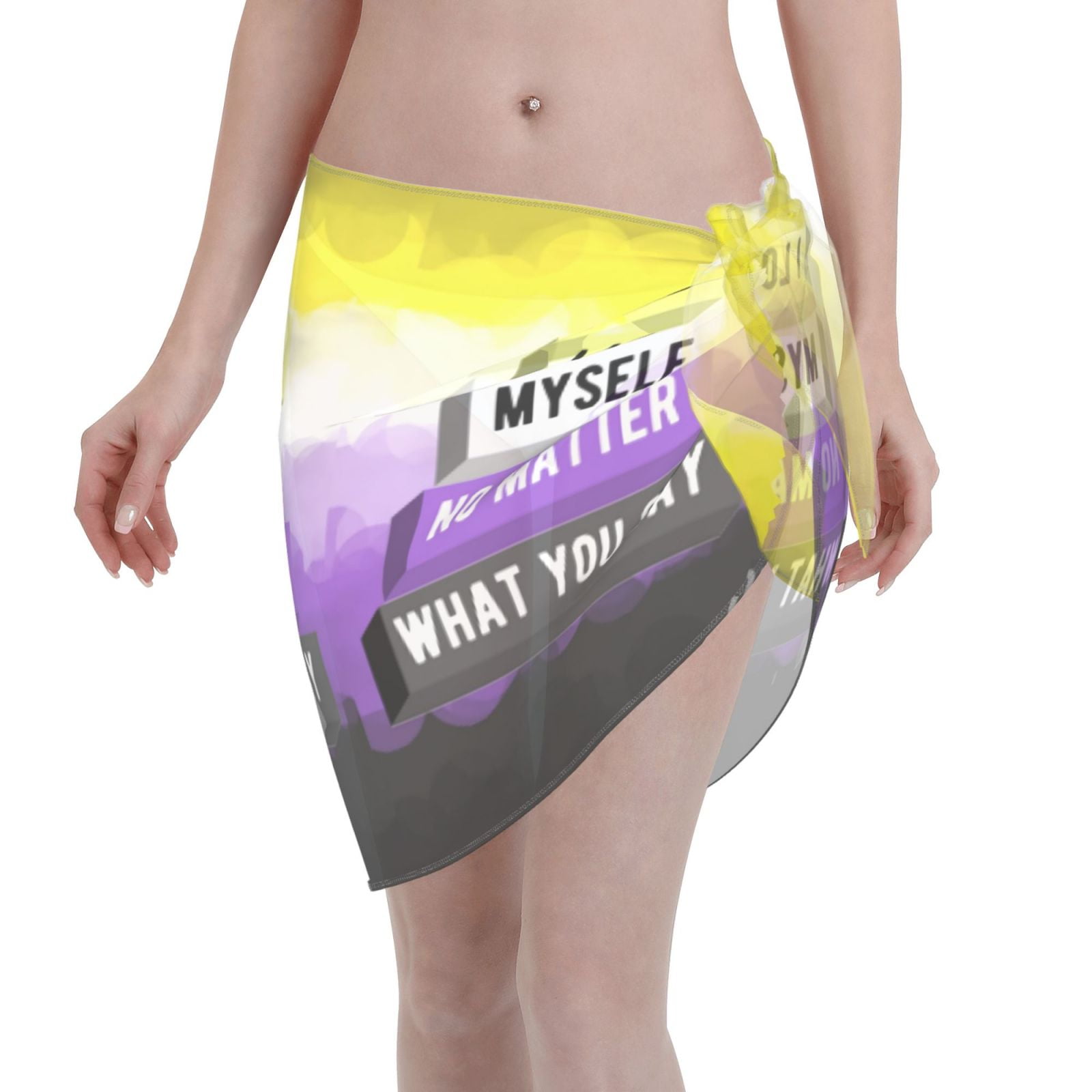 Lgbtq Nonbinary Pride Women Sarongs Skirt Beach Wrap Sheer Bikini Wraps Chiffon Cover Ups For