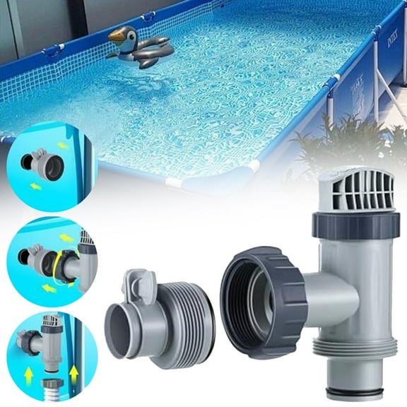 Lggsban 32cm to 38cm Type Pool Hose Adapter Pool Hose Connector for Filter Pumps Saltwater System with Adjustment Hoop,1PC,Gray,Plastic