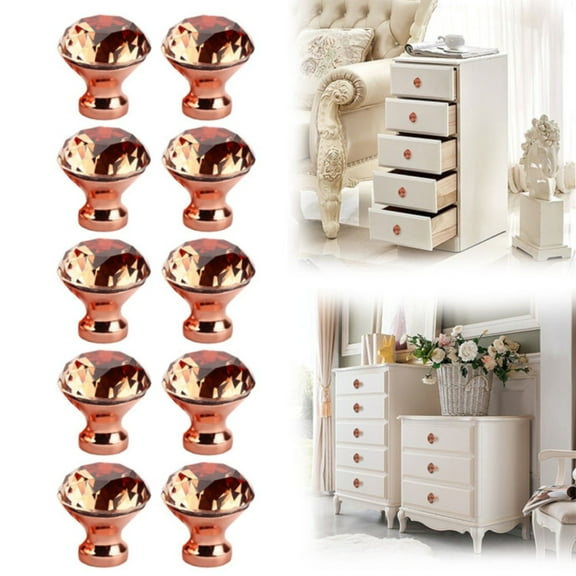 Lggsban Cupboard Pulls Drawer Pulls Furniture Handle Shovel Handle Replacement Football Pulls Flower Stamens Cabinet Door Knobs Rose Gold Kitchen Handles Drawer Knob Crystal Glass,10PC,Zinc Alloy