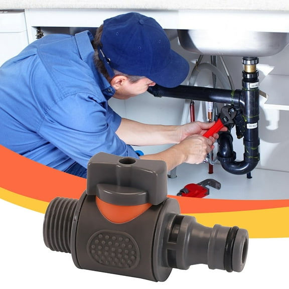 Lggsban Garden Hose Connector, 1/2" Female Thread Nipple Ball Valve, ABS+TPR Independent Switch Universal Connector Adapter Kit,2PC,Black,Plastic,7.3×2cm