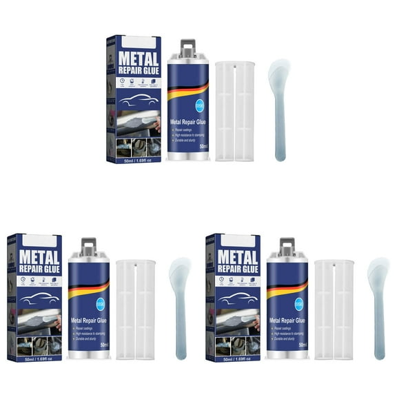 Lggsban Metal Glue, Heavy Duty Weld Waterproof Epoxy Casting Adhesive, The Strongest Welding and Liquid Filler for Metals, Plastics, Stainless Steel,Cement,Plastic,Blue,3PC
