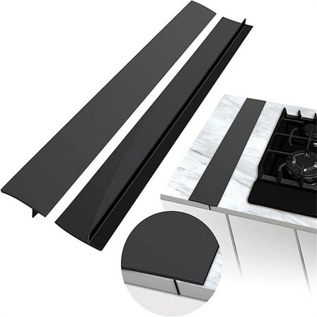 Lggsban Stove Gap Covers, Silicone Counter Gap Filler for Stove,Can Be Cut to Any Size for 4-25mm Gap, Seal Spills between Appliances Furniture Stoves Ovens,1PC,Black,Plastic5.29*1.1*52.71cm