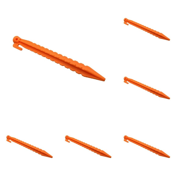 Lggsban Tent Stakes Heavy Duty Camping Stakes, Non-Rust Metal Tent Pegs Ground Stakes Tent Spikes Camping,Hiking Orange,5PC,Orange,Plastic