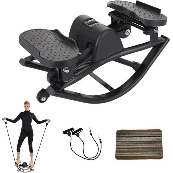 Lhanel Rock Stepper with Digital Display, Lateral Stepper Machine with Resistance Band &Anti-Slip Mat, Low-Impact Compact Side-to-Side Fitness Stepper for Exercise at Home