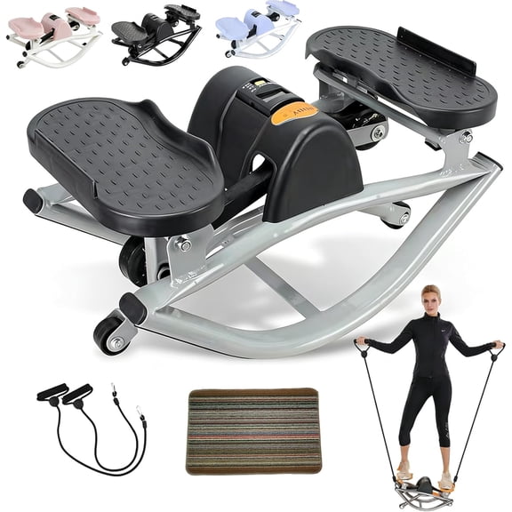 Lhanel Rock Stepper for Home Workout, Low-Impact Side Stepper with Resistance Bands, Side-to-Side Mini Stepper for Cardio, Weight Loss & Full Body Exercise