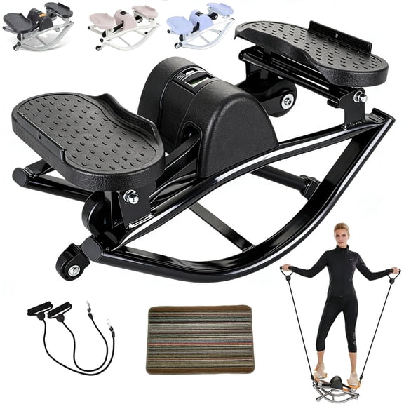 Lhanel Rock Stepper for Home Workout, Low-Impact Side Stepper with Resistance Bands, Side-to-Side Mini Stepper for Cardio, Weight Loss & Full Body Exercise