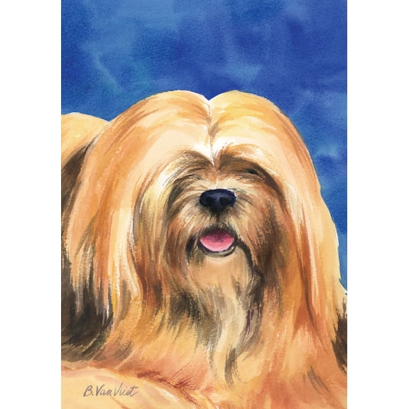 Lhasa Apso - Barbara Van Vliet Portrait Large Flag