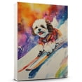 thumbnail image 1 of Lhasa Apso Dog Stretched Canvas Size 8x12 – Skiing Theme Dog Art for Wall, Lhasa Apso Dog Playing Skiing Wall Art, Dog Lover Canvas Decor, 1 of 5