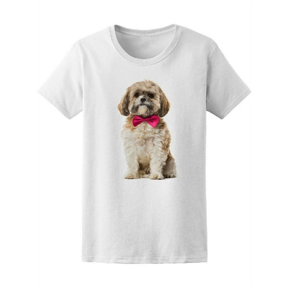 Lhasa Apso Dog In Bow Tie T-Shirt Women -Image by Shutterstock, Female Small