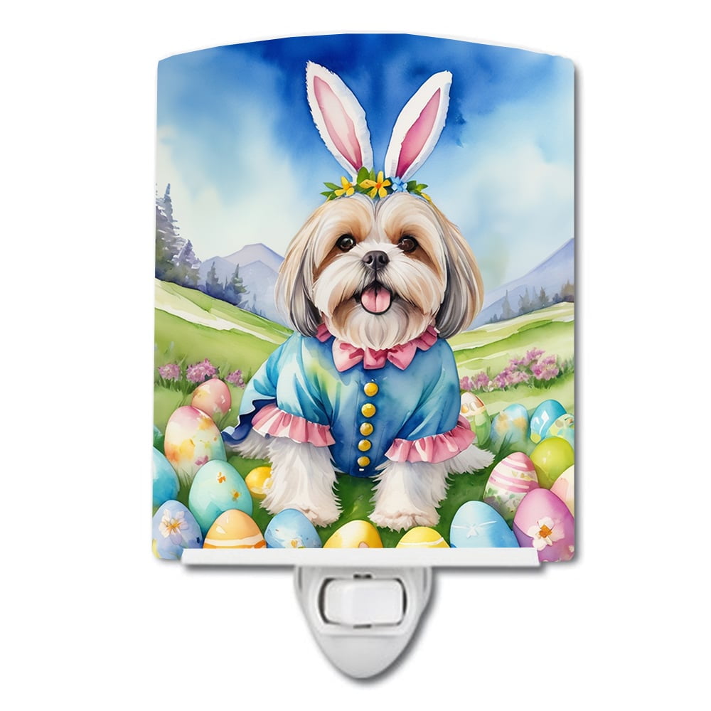 Lhasa Apso Easter Egg Hunt Ceramic Night Light 4 in x 6 in