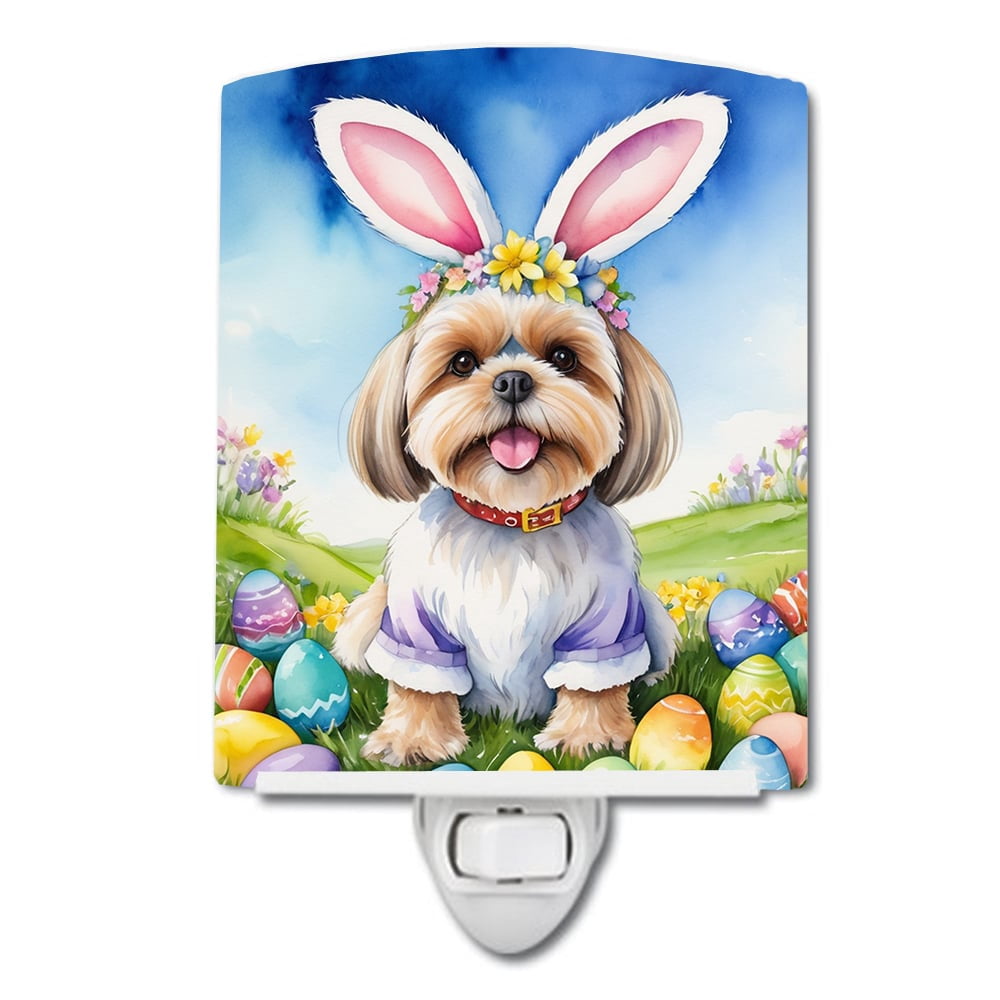 Lhasa Apso Easter Egg Hunt Ceramic Night Light 4 in x 6 in