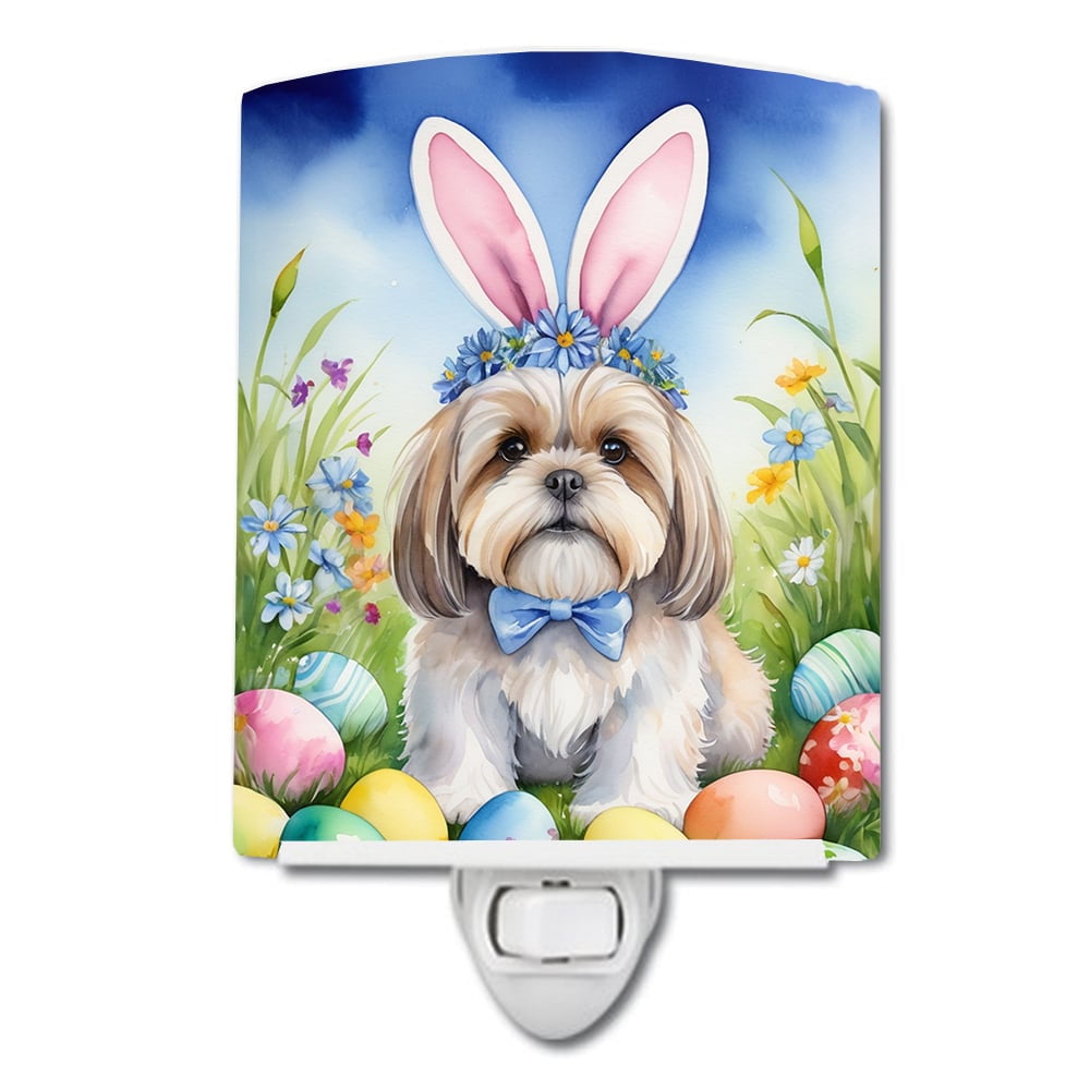 Lhasa Apso Easter Egg Hunt Ceramic Night Light 4 in x 6 in