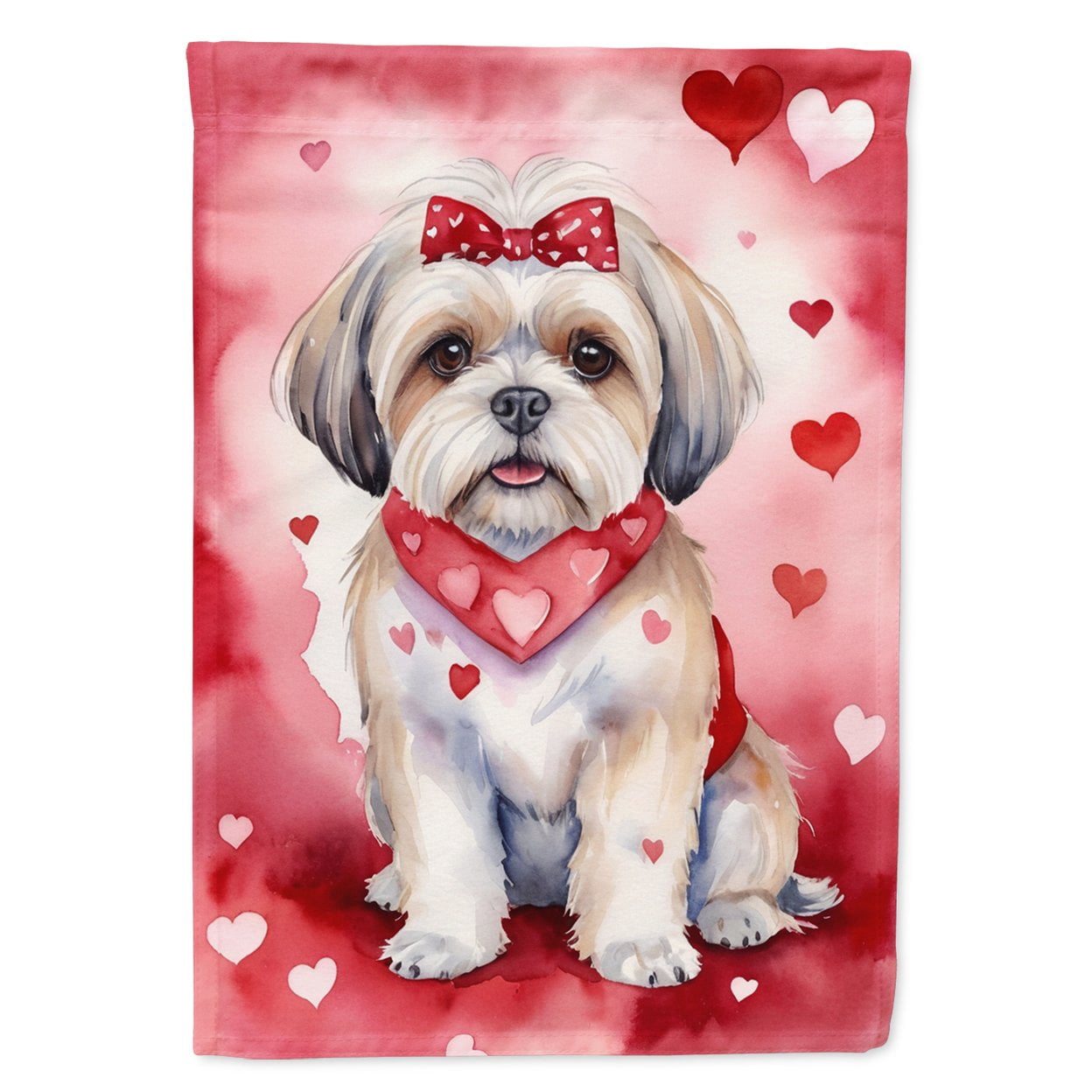 Lhasa Apso My Valentine Garden Flag 11.25 in x 15.5 in