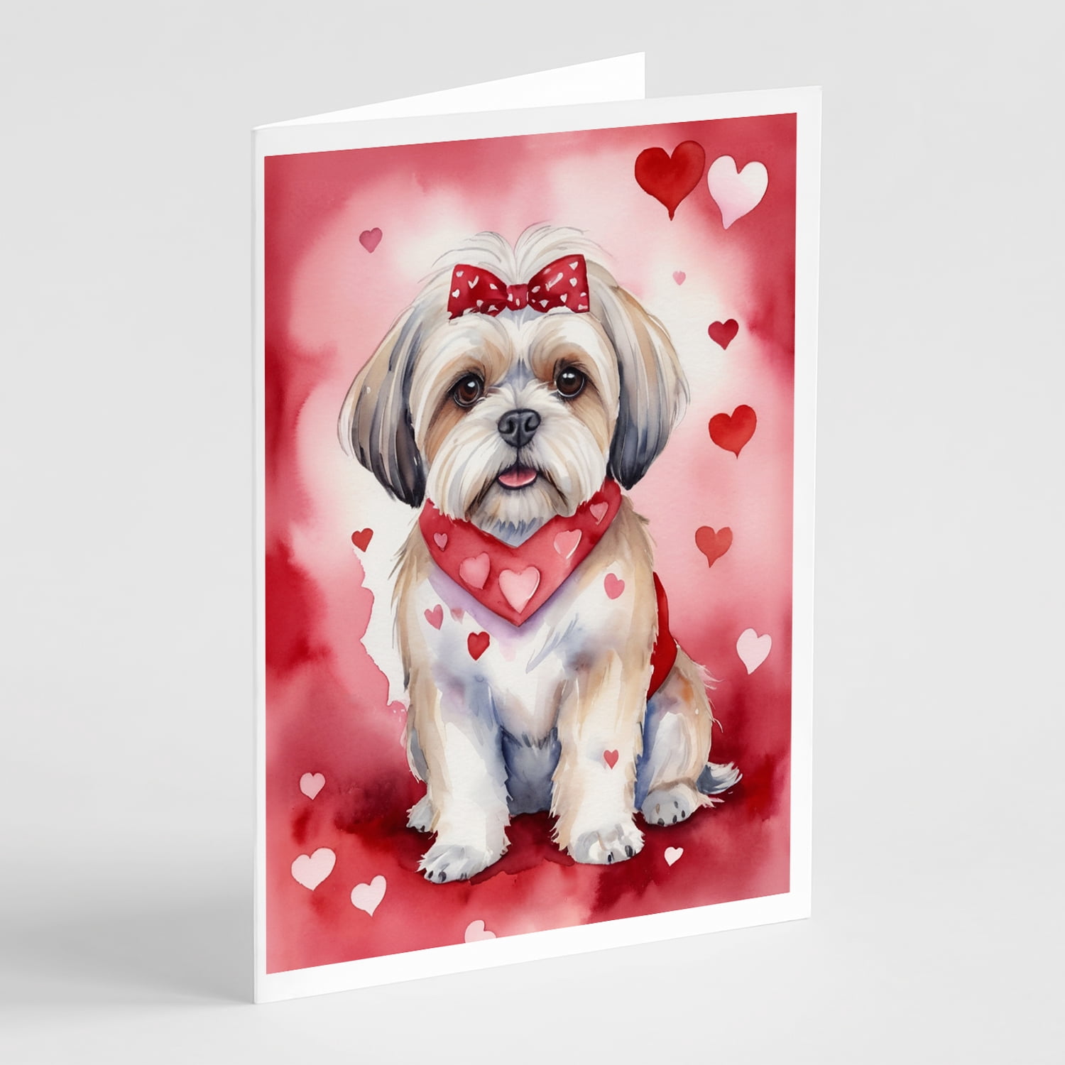 Lhasa Apso My Valentine Greeting Cards Pack of 8 7 in x 5 in