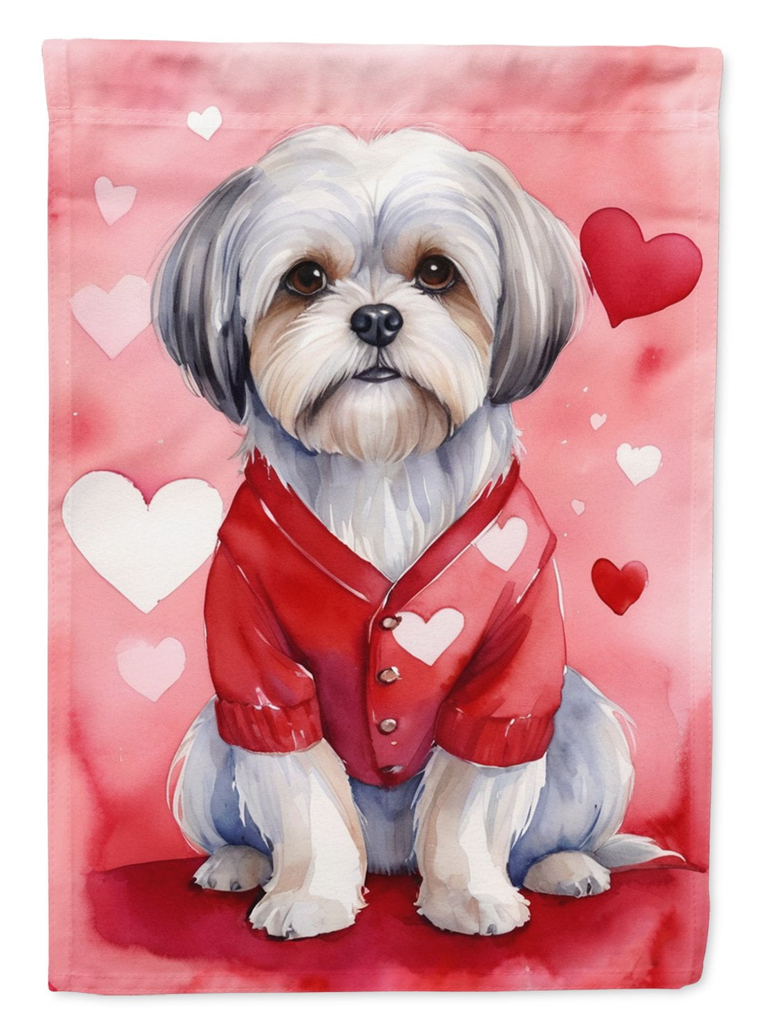 Lhasa Apso My Valentine House Flag 28 in x 40 in