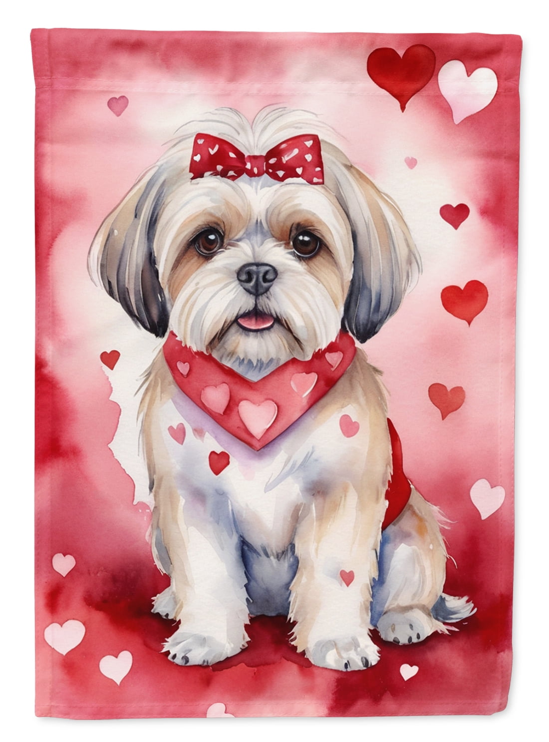 Lhasa Apso My Valentine House Flag 28 in x 40 in