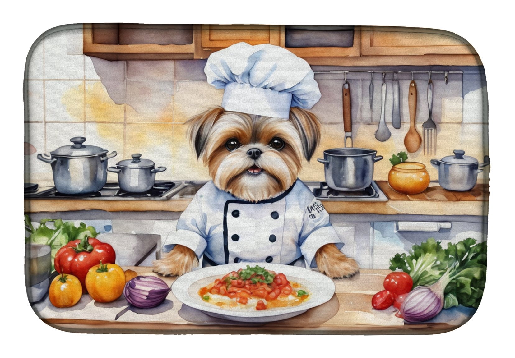 Lhasa Apso The Chef Dish Drying Mat