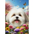 thumbnail image 1 of Lhasa Apso White - Best of Breed Spring Butterfly Outdoor House Flag 28" x 40" Mailbox Flag, 1 of 1