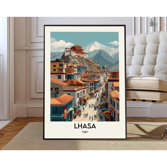 Lhasa Tibet City Poster, Unframed Paper Poster 8x10in
