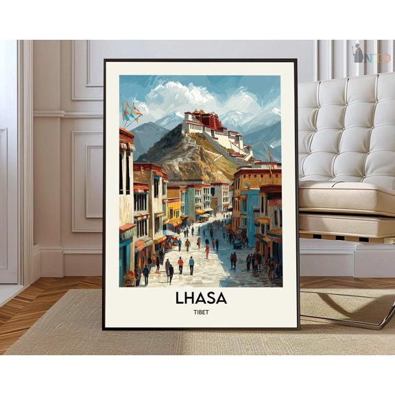 Lhasa Tibet Poster, Unframed Paper Poster 8x10in